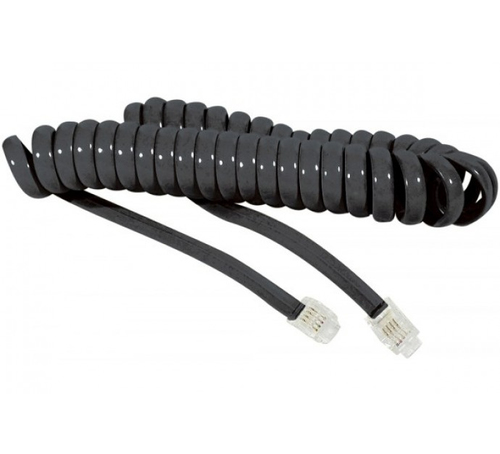 A Hypertec® ProConnectLite® RJ9 spiral telephone cable Black-2 m – Hypertec