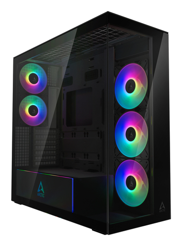 Arctic Xtender (Mirror Black) Case w/ Mirror Glass Side and Front, E-ATX, 5x ARGB Fans, ARGB PSU Shroud, Mesh Airflow, USB-C 10Gbps – Arctic Cooling