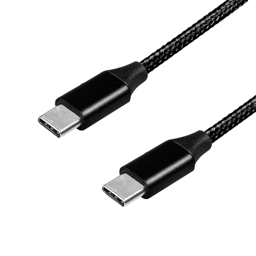 USB 2.0 Type-C cable, C/M to USB-C/M, metal, fabric, black, 1 m – LogiLink
