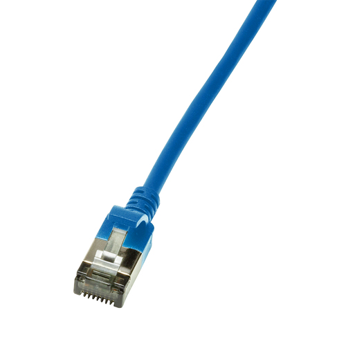 Patch cable Cat.6A TPE SlimLine blue 0,5m – LogiLink