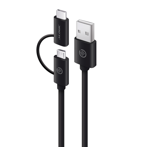 1m USB 2.0 USB-A to USB-C & Micro USB-B Combo Cable for Char – ALOGIC