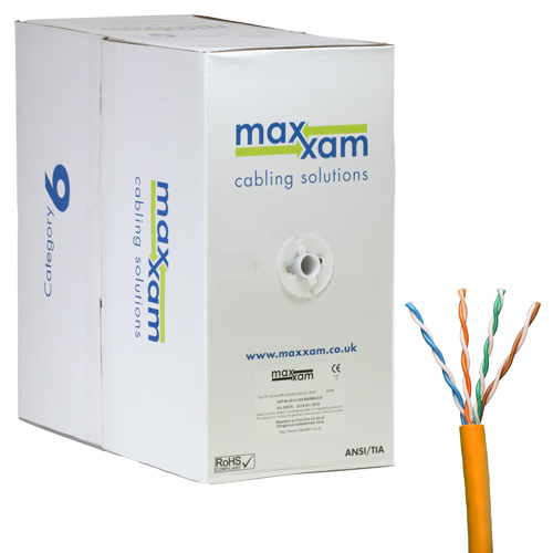 Cat6 Orange U/UTP LSOH 23AWG Solid CPR Dca Cable 305m Reelex Box – Cablenet