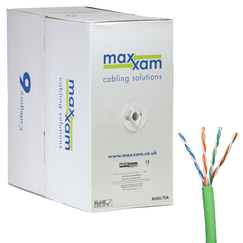Cat6 Green U/UTP LSOH 23AWG Solid CPR Dca Cable 305m Reelex Box – Cablenet