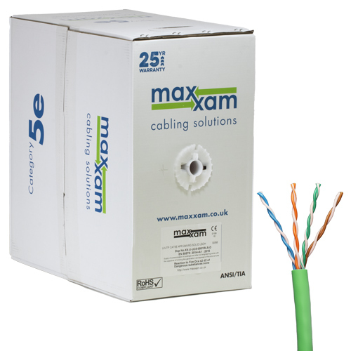 Cat5e Green U/UTP LSOH 24AWG Solid CPR Dca Cable 305m Reelex Box – Cablenet