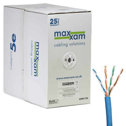 Cat5e Blue U/UTP LSOH 24AWG Solid CPR Dca Cable 305m Reelex Box – Cablenet