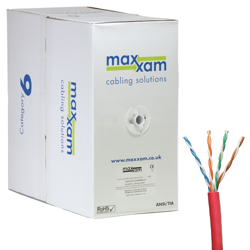 Cat6 Red U/UTP LSOH 23AWG Solid CPR Dca Cable 305m Reelex Box – Cablenet
