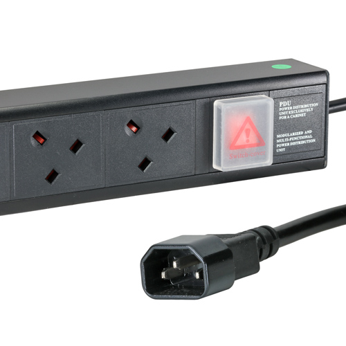 6 Way UK Horizontal 1u PDU with IEC - C14 3m Feed – Cablenet