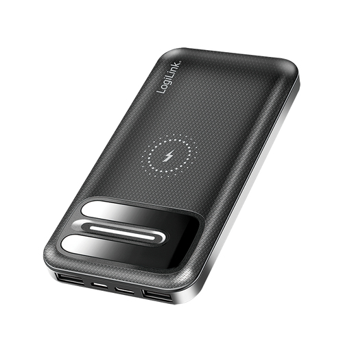 Mobile Power Bank, LiPo, 8.000mAh, wireless charging, black – LogiLink