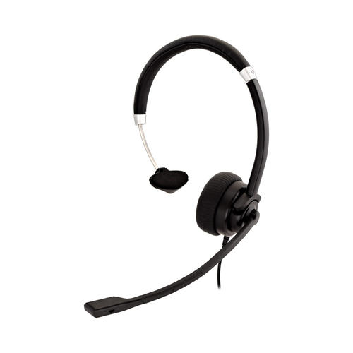 DELUXE MONO HEADSET W/MIC VOL CTRL 1.8M 3.5MM BLK – V7