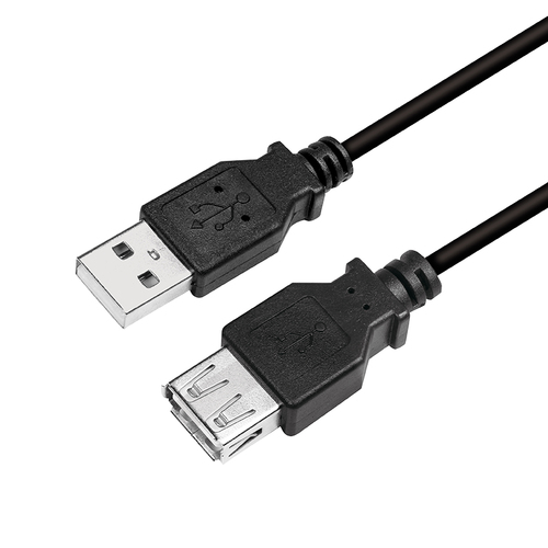 USB 2.0 cable, USB-A/M to USB-A/F, black, 2 m – LogiLink