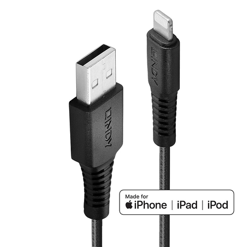3m Reinforced USB Type A to Lightning Charge & Sync Cable – Lindy