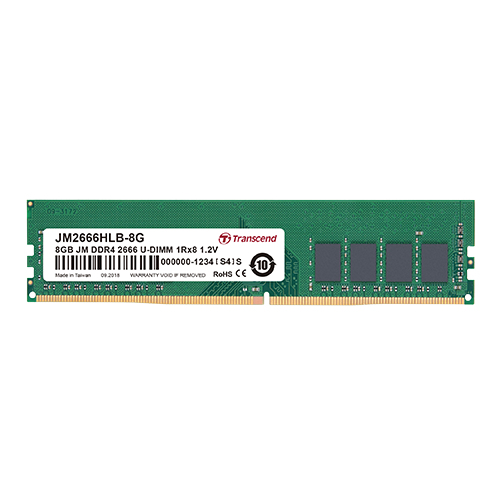 Transcend JetRAM - DDR4 - module - 8 GB - DIMM 288-PIN - 2666 MHz / PC4-21300 - CL19 - 1.2 V - niet-gebufferd - niet-ECC – Transcend Information UK LTD