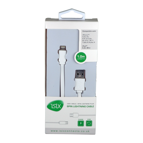 1m USB 2.0 Type A Male - Lightning 8Pin Male Cable White – Cablenet
