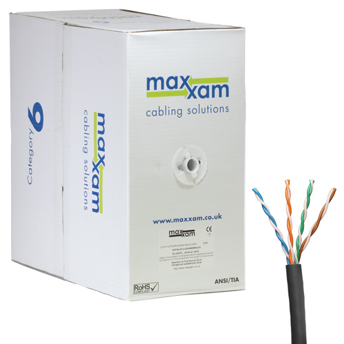 Cat6 Black U/UTP LSOH 23AWG Solid CPR Dca Cable 305m Reelex Box – Cablenet