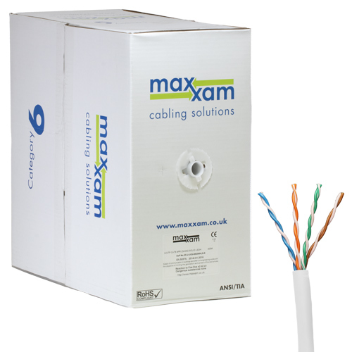Cat6 White U/UTP LSOH 23AWG Solid CPR Dca Cable 305m Reelex Box – Cablenet