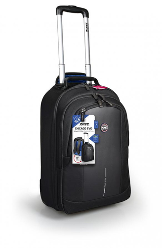 CHICAGO EVO BACKPACK TROLLEY 15.6 Port Chicago EVO 2 in 1 backpack / roller bag; great capacity and perfect for mobility it Airplane friendly: IATA format and includes Protective padded laptop 15.6 & tablet 10inch compartments. Supplield by Hypertec. – Port