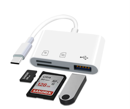 JLC F92 Type C to 2 x Card Reader and 1 x USB Port Adapter- White – JLC