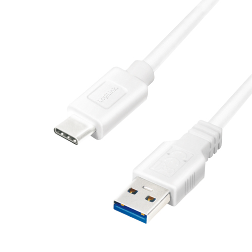 USB 3.2 Gen1 Type-C cable, C/M to USB-A/M, white, 0.15 m – LogiLink