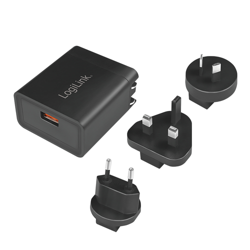 USB Travel Charger Quick Charge 3.0, 1 port, black – LogiLink