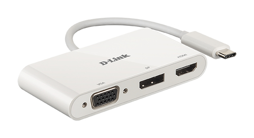3-in-1 USB-C To HDMI/VGA/DisplayPort Adapter – D-Link Systems