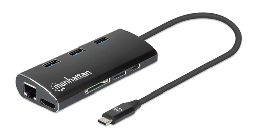 USB-C DOCK/HUB/READER 6-PORT- HDMI/NETWORK/USB-A(X3)/USB-C PD – INTELLINET