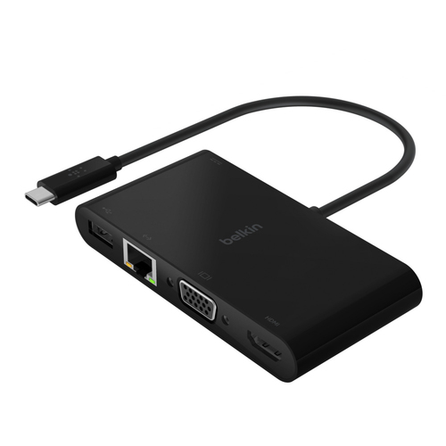 USB-C TO GIGABIT-ETHERNET/HDMI VGA/USB-A ADAPTER 100W PD BLACK – Belkin Components