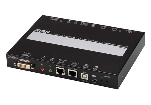 1 port DVI KVM over IP, support PS2-USB-Serial consoles, Virtual Media via USB 2.0 – ATEN