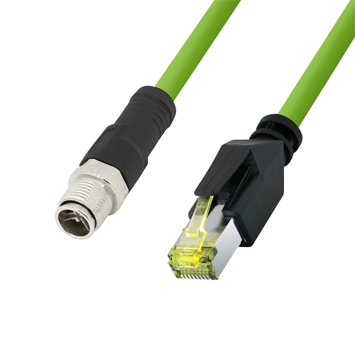 M12 CAT6A Industrial Patch Cable, PUR, M12 X-coded to RJ45, 15 m – LogiLink