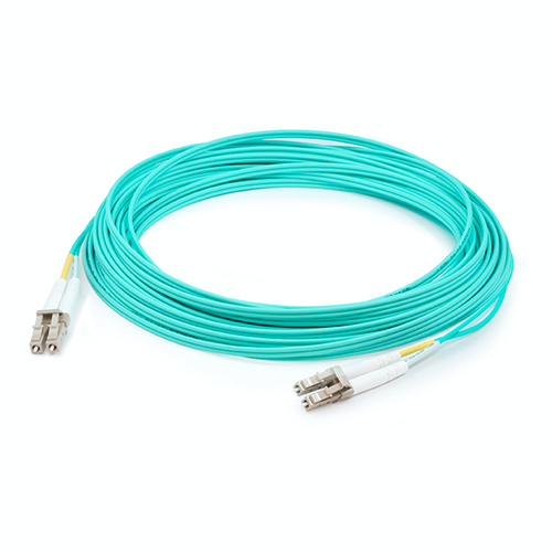 1m LC (Male) to LC (Male) Aqua OM3 Duplex Fiber LSZH Patch Cable – AddOn