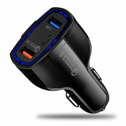 QualComm Triple Port Car Charger (2 x USB 3.0 and 1 x Type C) - Black – JLC