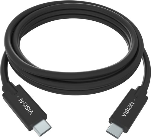 Vision - USB cable - USB-C (M) to USB-C (M) - Thunderbolt 3 / USB 3.0 / USB 3.1 Gen 1 - 3 A - 2 m - black – Vision