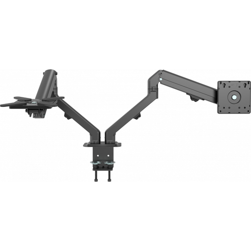 Vision VFM-DAD/4 - Mounting kit - for 2 LCD displays or LCD display and notebook/tablet (adjustable arm) - aluminium, steel - matte black - screen size: 17-27 - desk-mountable – Vision