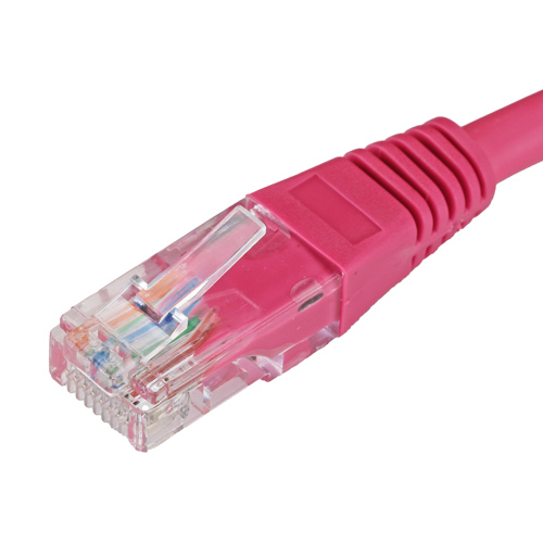 0.5m Cat5e RJ45 Pink U/UTP PVC 24AWG Flush Moulded Booted Patch Lead – Cablenet