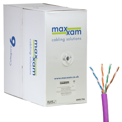 Cat6 Violet U/UTP LSOH 23AWG Solid CPR Dca Cable 305m Reelex Box – Cablenet