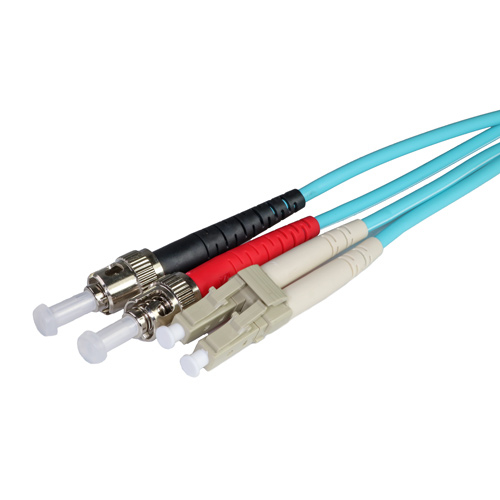 1m OM3 50/125 LC-ST Duplex Aqua LSOH Fibre Patch Lead – Cablenet