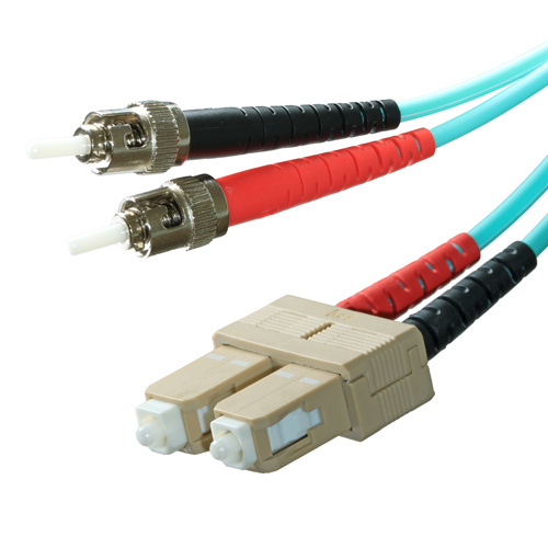 1m OM3 50/125 ST-SC Duplex Aqua LSOH Fibre Patch Lead – Cablenet