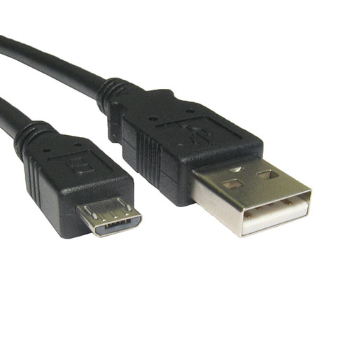 2m USB 2.0 Type A Male - USB Micro Type B Male Black PVC Cable – Cablenet