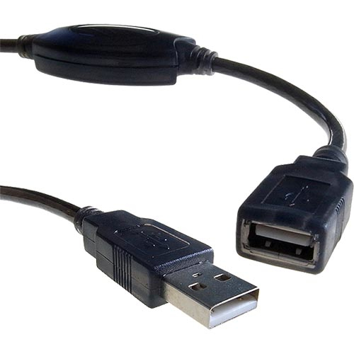 20m USB 2.0 Type A Male - Type A Female Active Black Repeater Cable – Cablenet