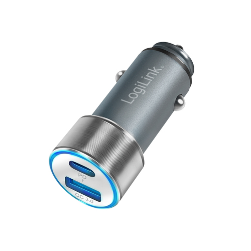 USB Car Charger, 2 Port, USB-A & USB-C, QC 3.0 & PD, 36W – LogiLink