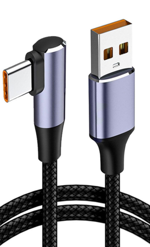 JLC CA90 USB (Male) to Type C (Male) 90-degree Braided Cable � 2M � Black – JLC