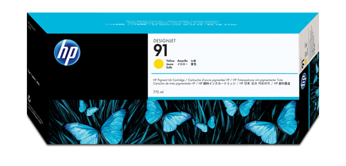 HP 91 - C9469A - 1 x Yellow - Ink cartridge - For DesignJet Z6100, Z6100ps – HP Inc