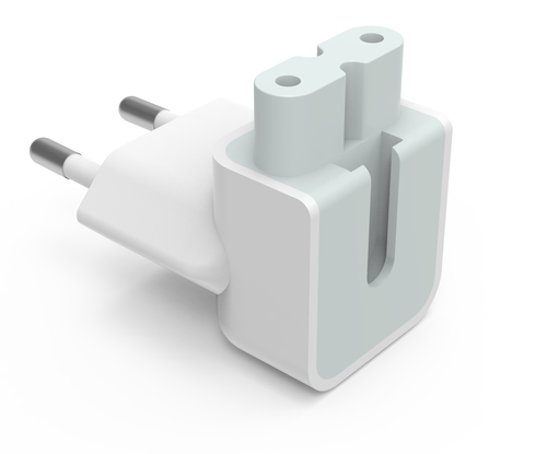 VISION Professional installation-grade EU Duckhead adapter for Apple Power Supply - LIFETIME WARRANTY - fits to C7 figure-8 socket on Apple PSU - EU CEE 7/7 Schuko plug - white – Vision