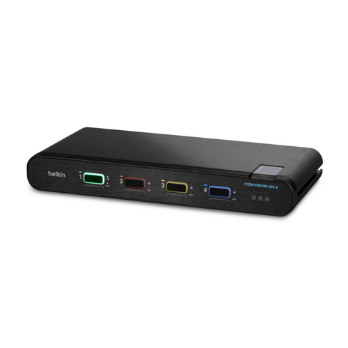 Belkin Universal Secure Single-Head - KVM / audio switch - 4 x KVM / audio - 1 local user - desktop – Belkin Components
