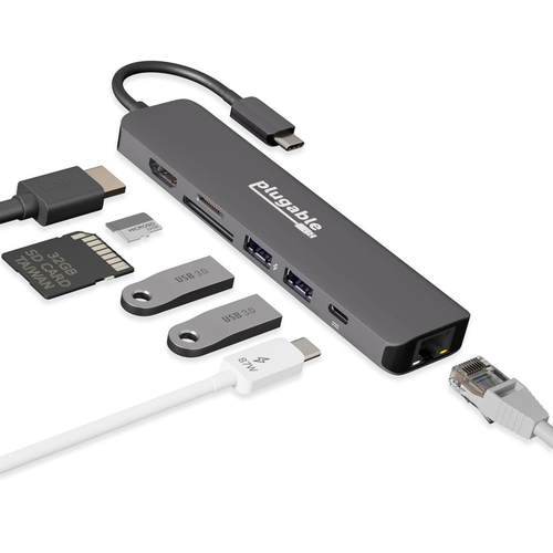 PLUGABLE 7-IN-1 USB C HUB WITH ETHERNET – Plugable Technologies