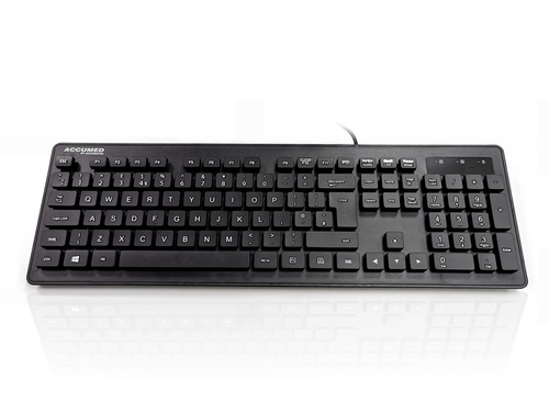 Accuratus AccuMed AQUA Black - USB 105 Key Antibacterial & Fully Washable IP68 Medical / Clinical Keyboard. Supplied by Hypertec. – Ceratech