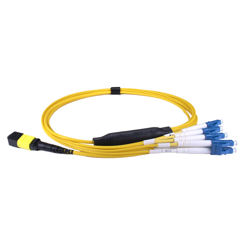 2m OS2 MPO (F) to 4X LC (DX) QSFP Breakout Yellow Cable Method B – Cablenet