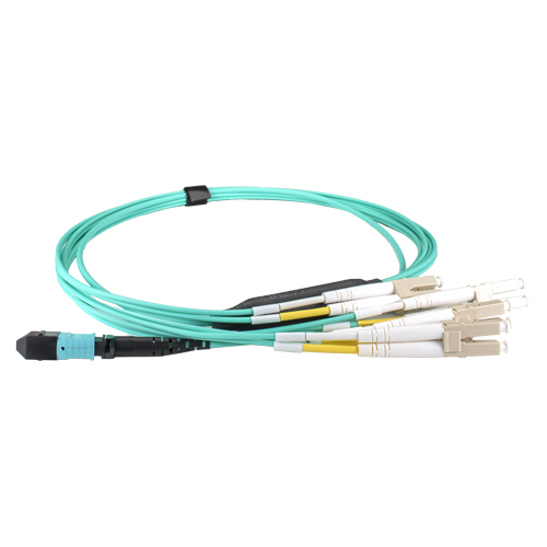 3m OM4 MPO (F) to 4X LC (DX) QSFP Breakout Aqua Cca Cable Method B – Cablenet