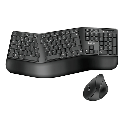 Keyboard 2.4G Combo set, ergonomic, 1600dpi, black – LogiLink