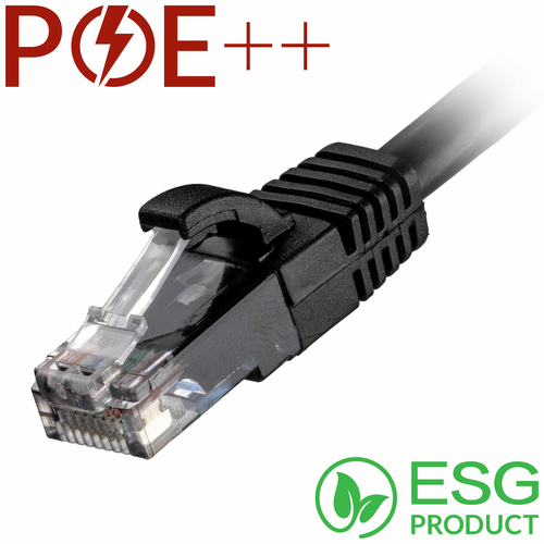 1m Cat6 RJ45 Black U/UTP LSOH 24AWG Snagless Booted Patch Lead (PK 100) – Cablenet