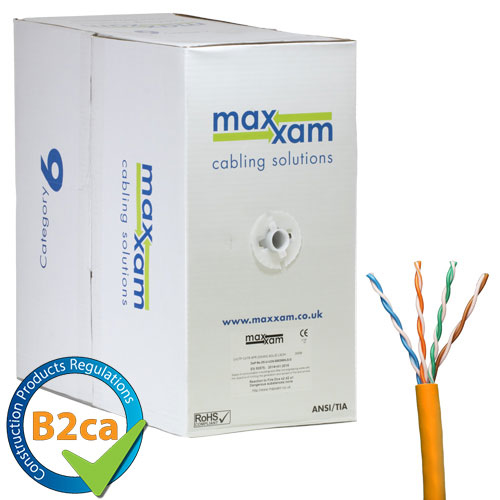 Cat6 Orange U/UTP LSOH 24AWG Solid CPR B2ca Cable 305m Reel in Box – Cablenet